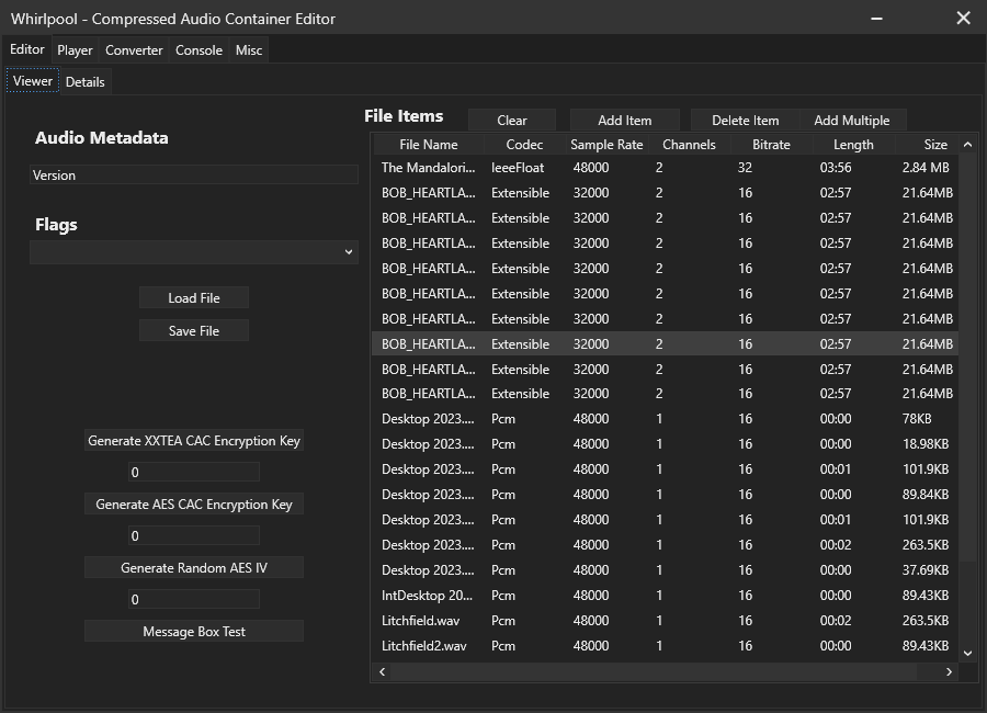 Compressed Audio Container Editor